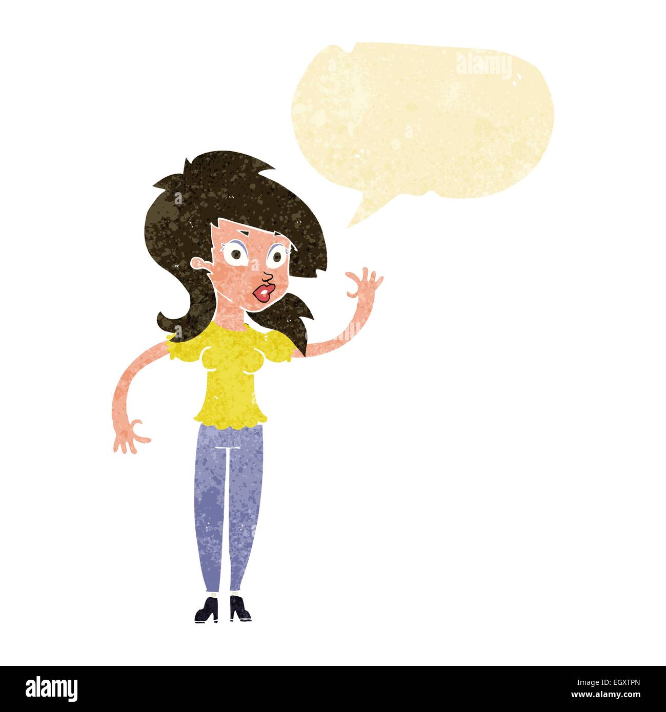 cartoon pretty woman waving with speech bubble Stock Vector Image & Art ...