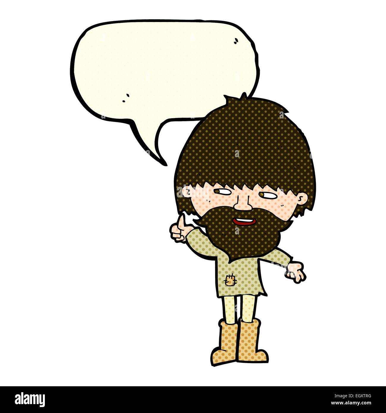 cartoon hippie man in wellington boots with speech bubble Stock Vector ...