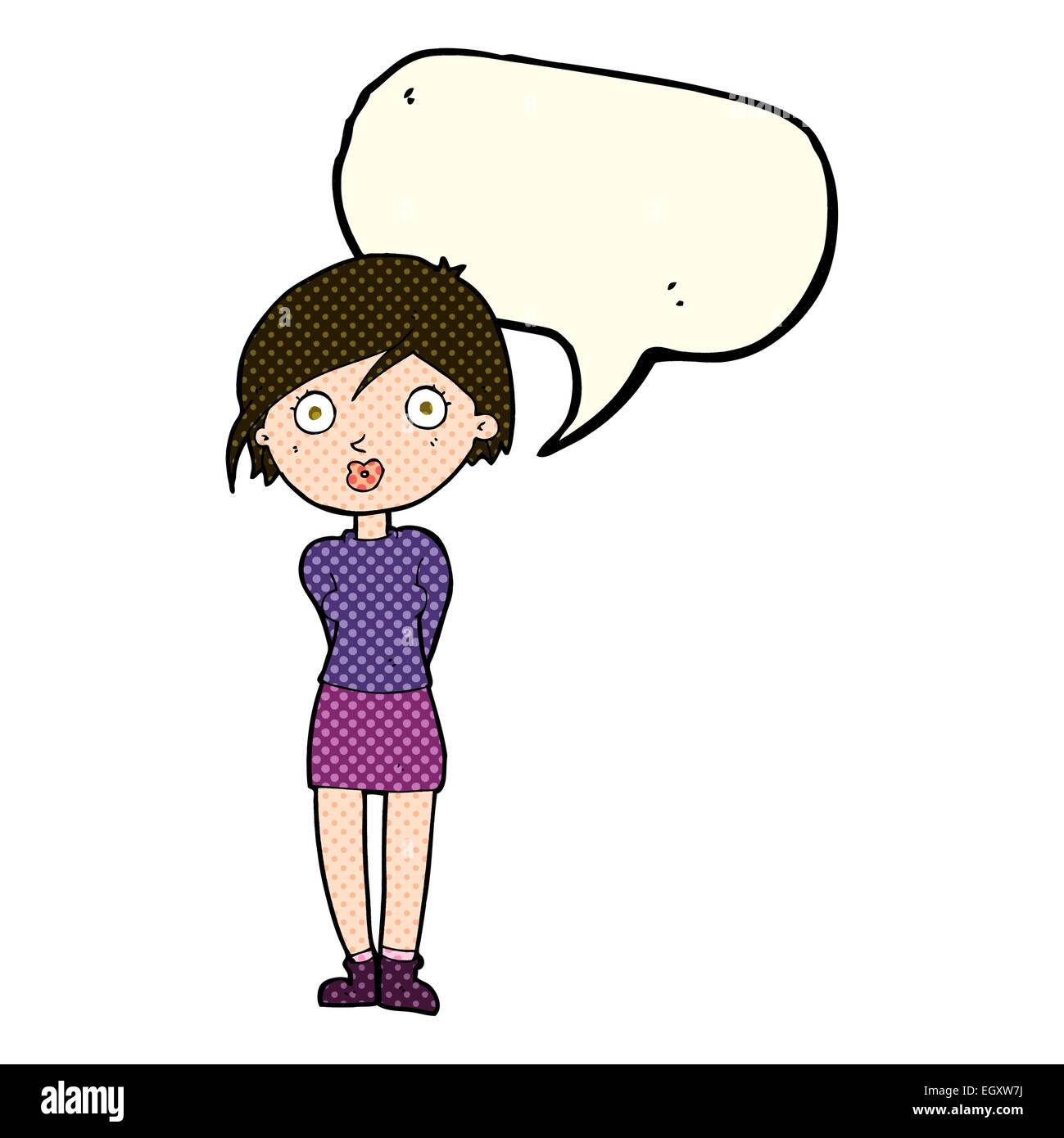 cartoon surprised girl with speech bubble Stock Vector Image & Art - Alamy