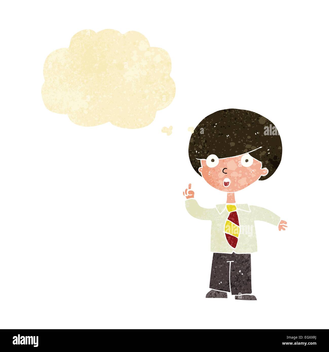 cartoon school boy answering question with thought bubble Stock Vector ...