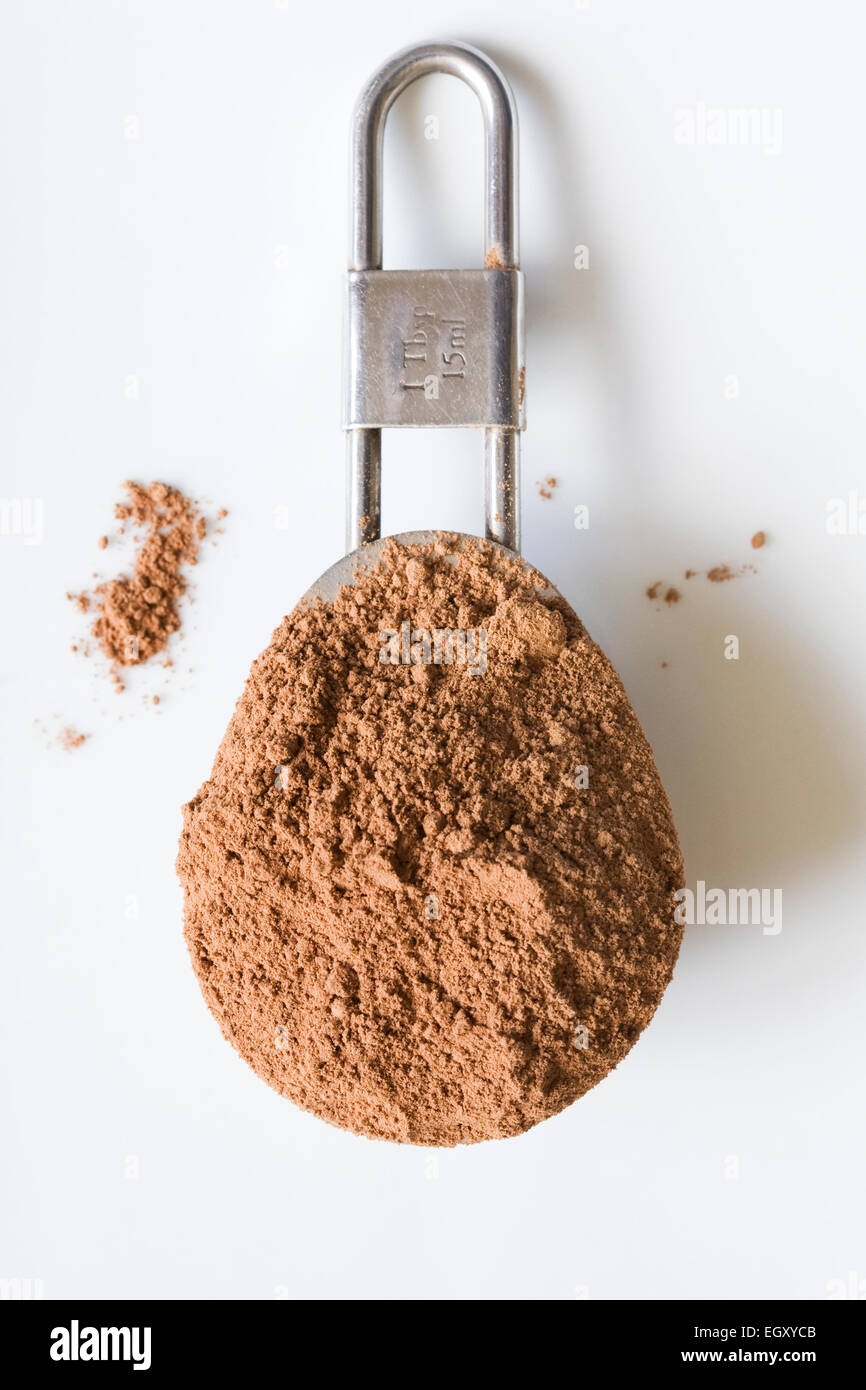 A heaped tablespoon of raw Cacao powder Stock Photo Alamy