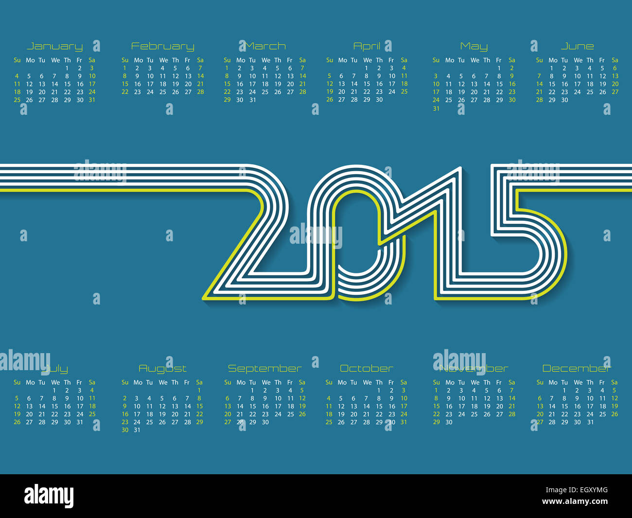 New calendar design with striped 2015 text Stock Photo - Alamy