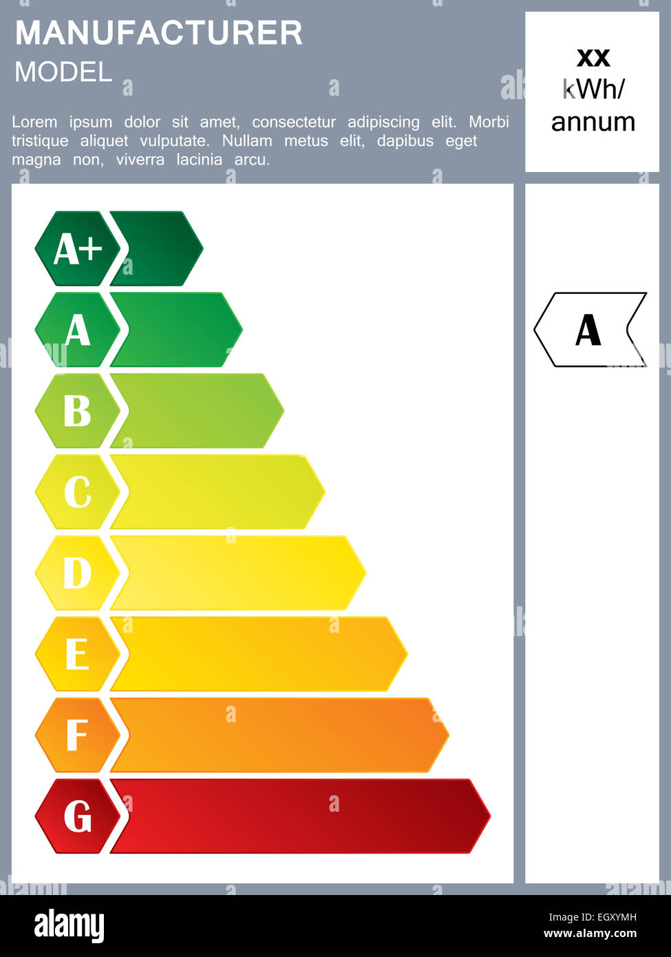 Energy efficiency rating label with sample text Stock Photo Alamy