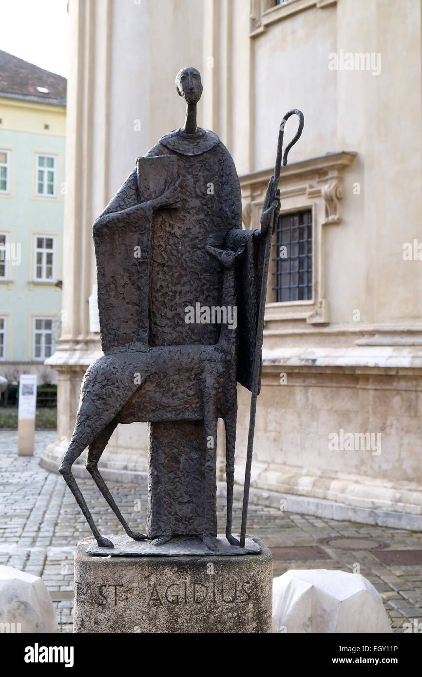 Saint Aegydius in front of Graz Cathedral in Graz, Styria, Austria on January 10, 2015. Stock Photo
