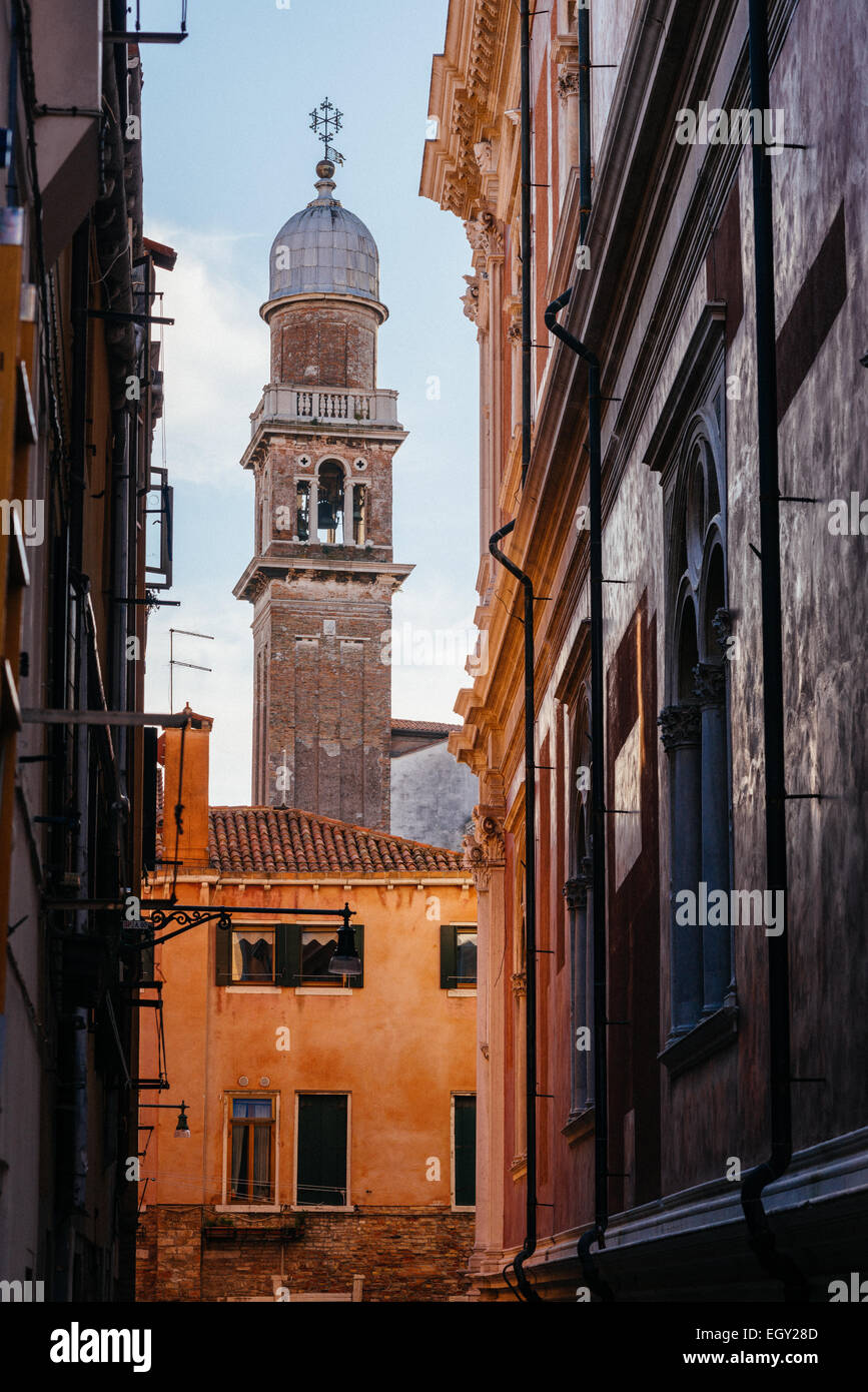 Venice narrow street  in summer Stock Photo