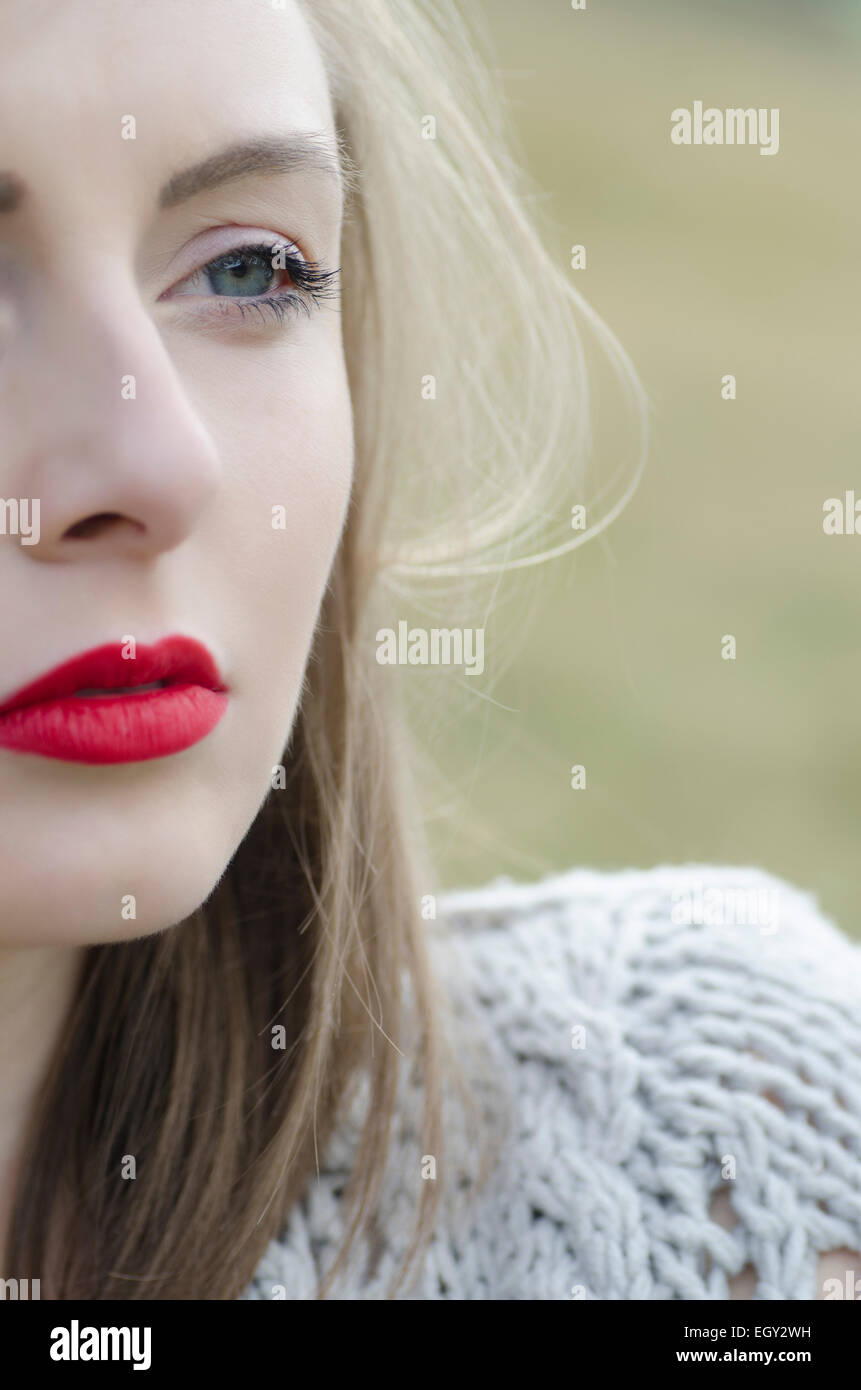 Beautiful woman half face hi-res stock photography and images - Alamy