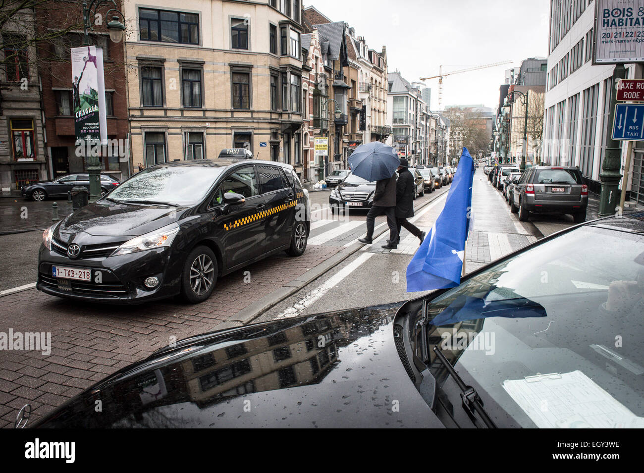 Taxi drivers block access to European institutions as they hold the ...