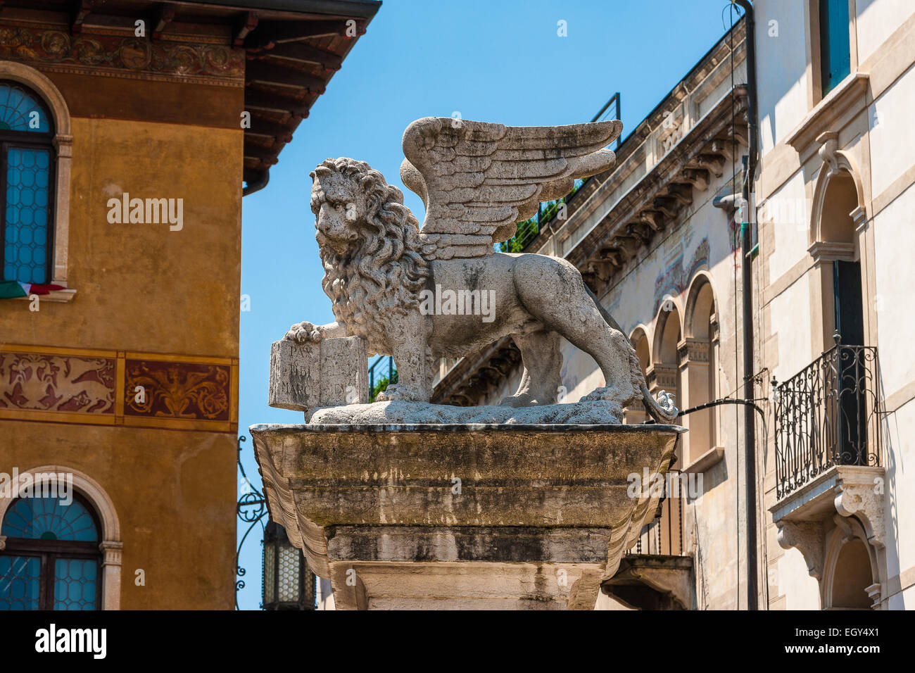 Bassano del Grappa, Libertà Square, The Lion of St. Mark Stock Photo