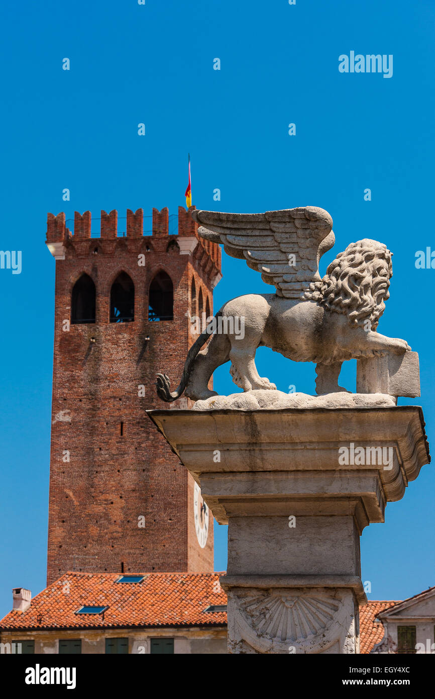 Bassano del Grappa, Libertà Square, The Lion of St. Mark Stock Photo