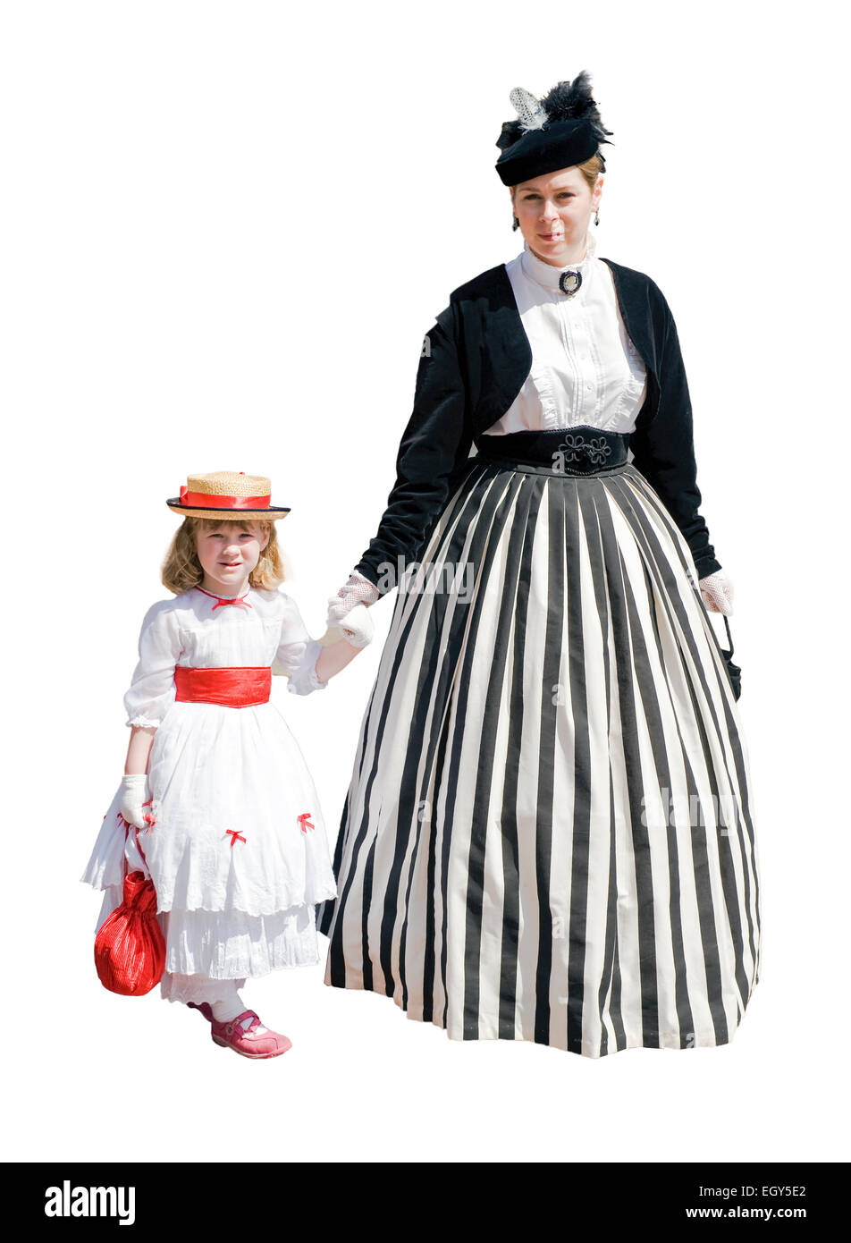 Mother and daughter in Victorian dress Rochester Dickens festival Stock Photo