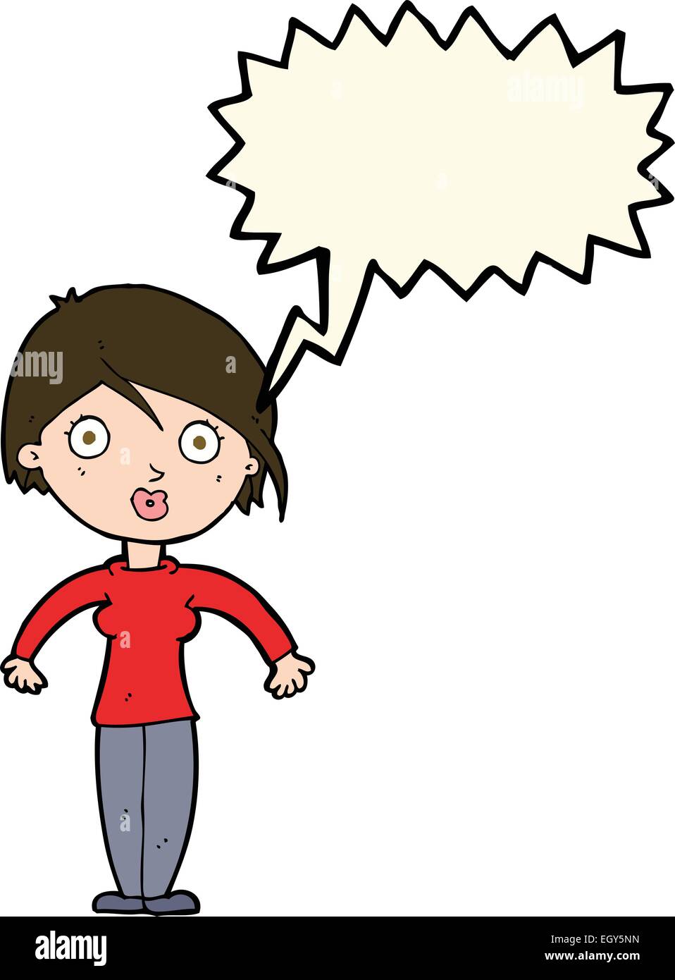 cartoon surprised woman with speech bubble Stock Vector Image & Art - Alamy