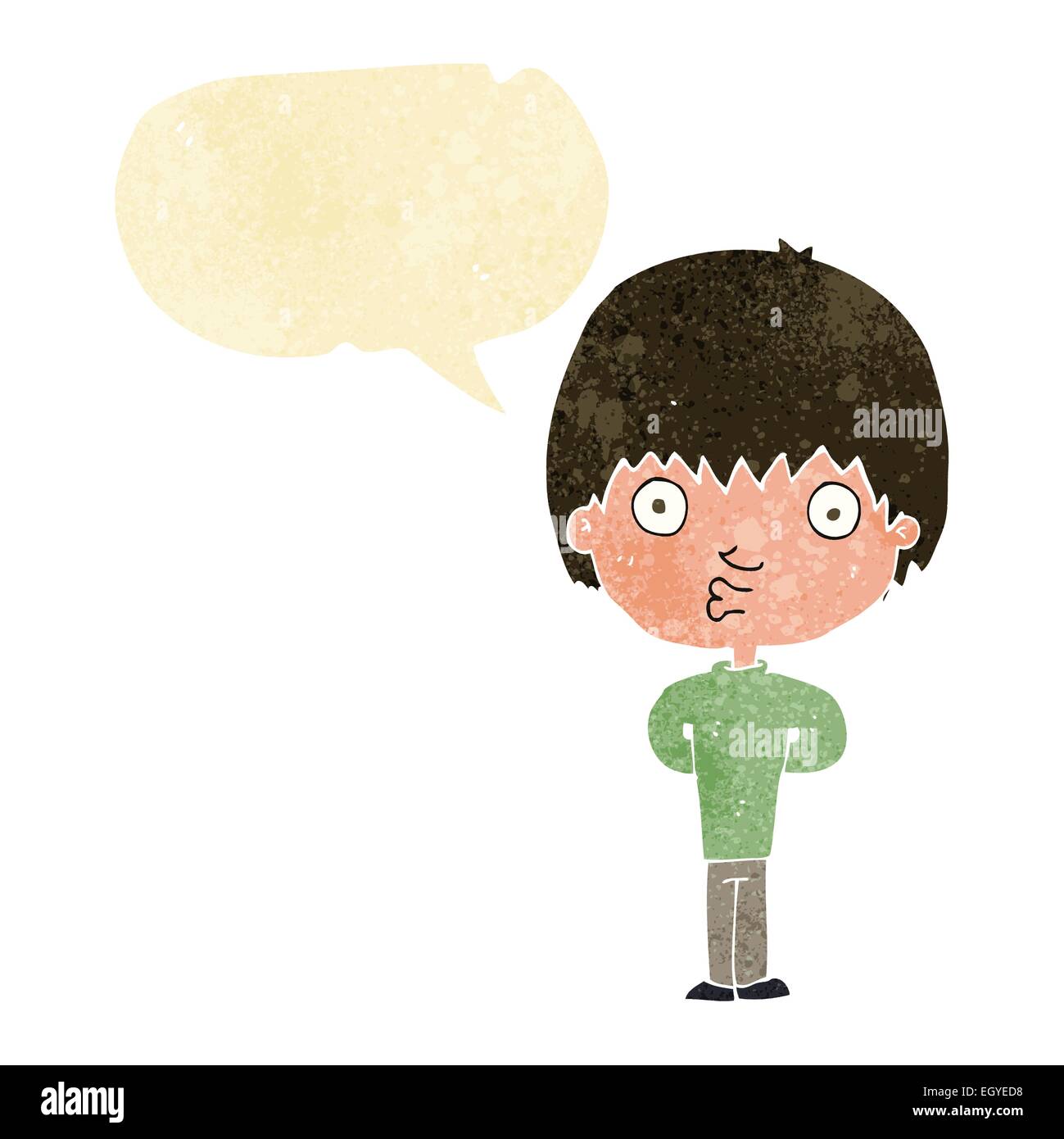 cartoon whistling boy with speech bubble Stock Vector