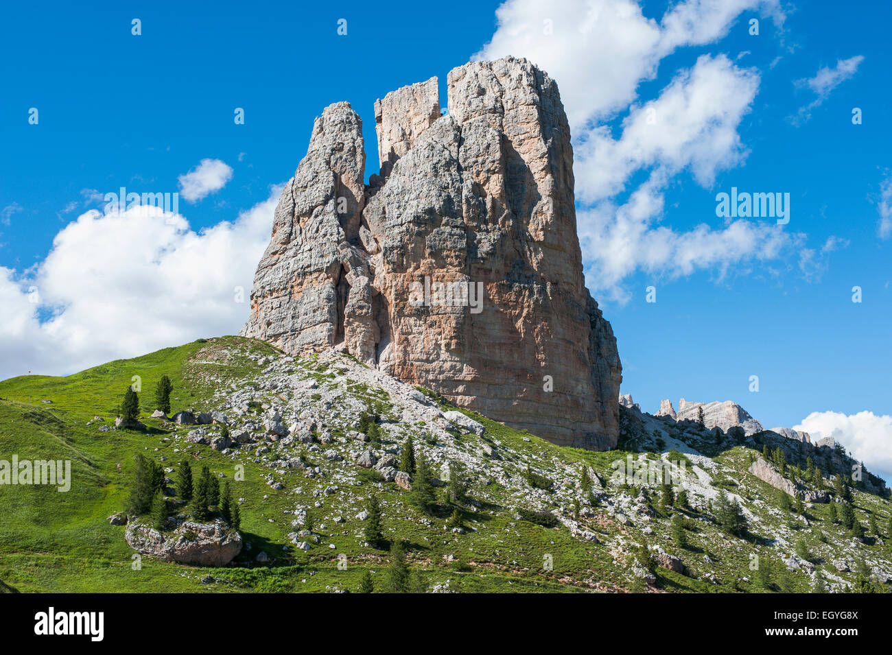 Torre Grande, 2361 m, the largest peak of the Cinque Torri rock formation, Province of Belluno, Veneto, Dolomites
