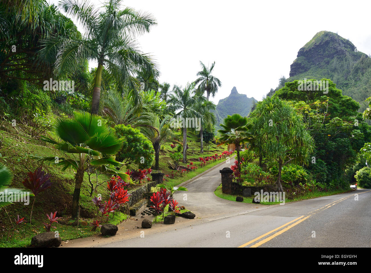 Entrance to Limahuli Garden and Preserve, Kauai, Hawaii, USA Stock Photo