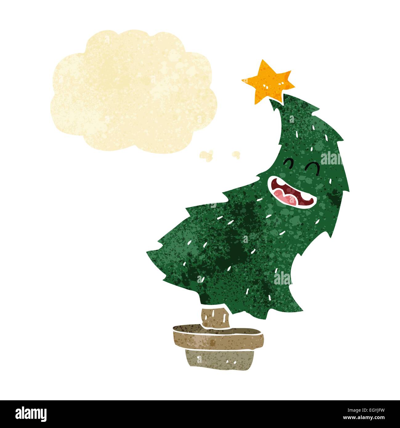 cartoon dancing christmas tree with thought bubble Stock Vector Image