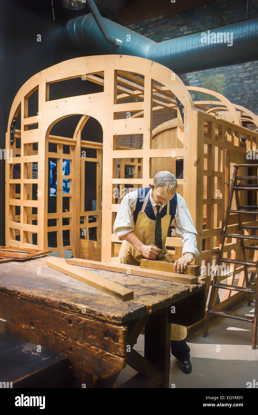 Reconstruction of carriage building in STEAM museum Swindon UK Stock Photo
