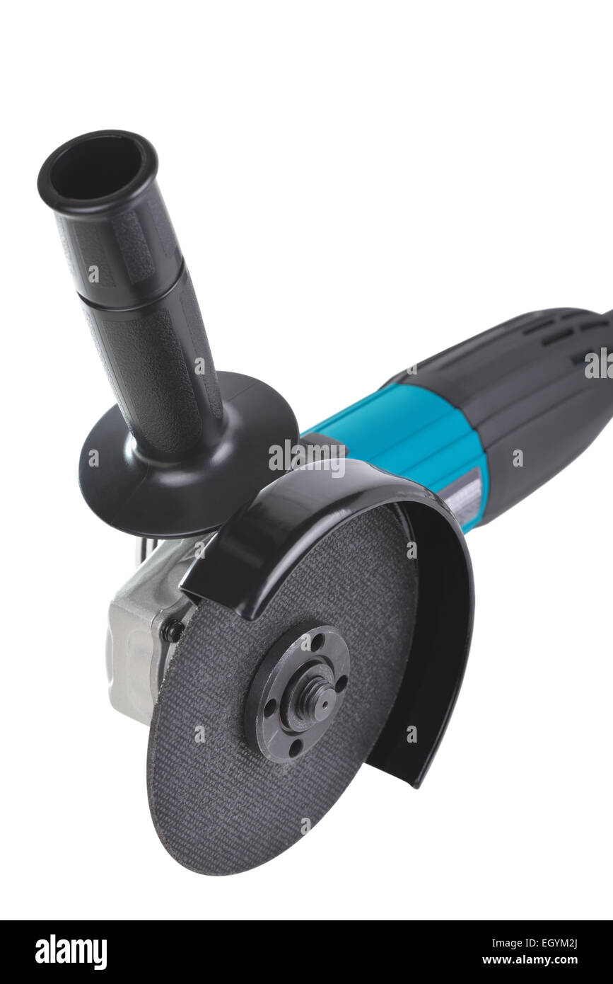 Angle grinder. Electric handheld tool. Isolated on white background Stock Photo