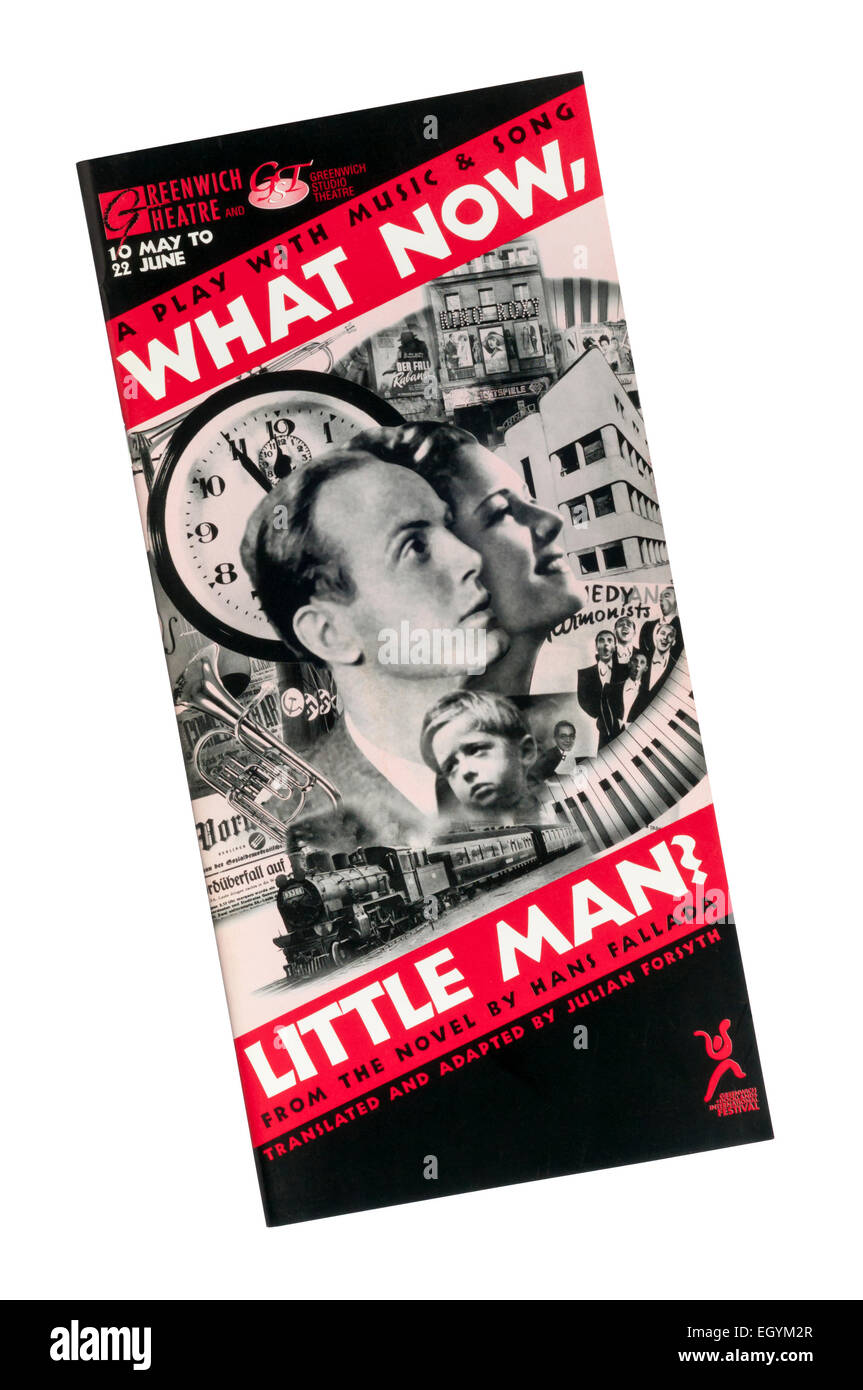 Programme for the 1996 production of What Now Little Man? from the novel by Hans Fallada at Greenwich Theatre. Stock Photo