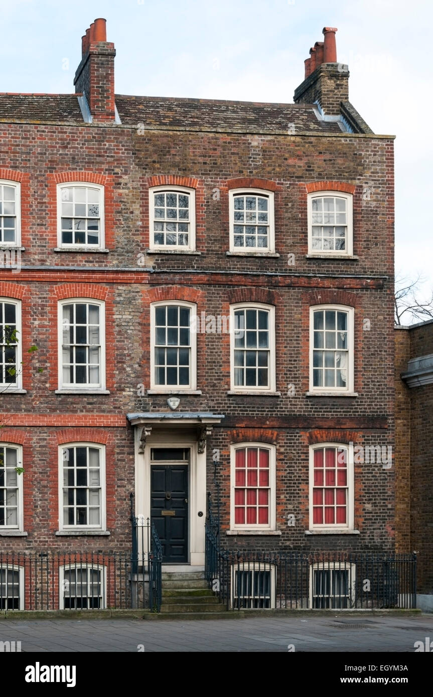 A restored Georgian end of terrace house in the Mile End Road, Tower Hamlets, London. Stock Photo