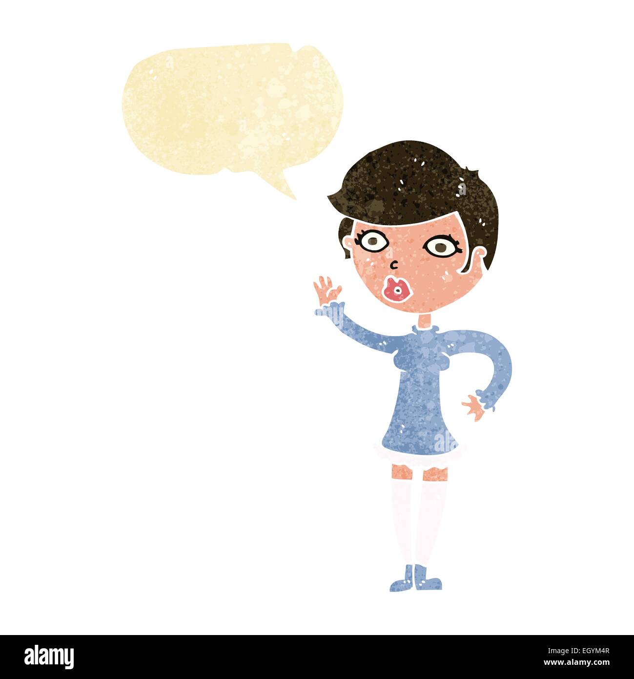 cartoon pretty woman waving with speech bubble Stock Vector Image & Art ...