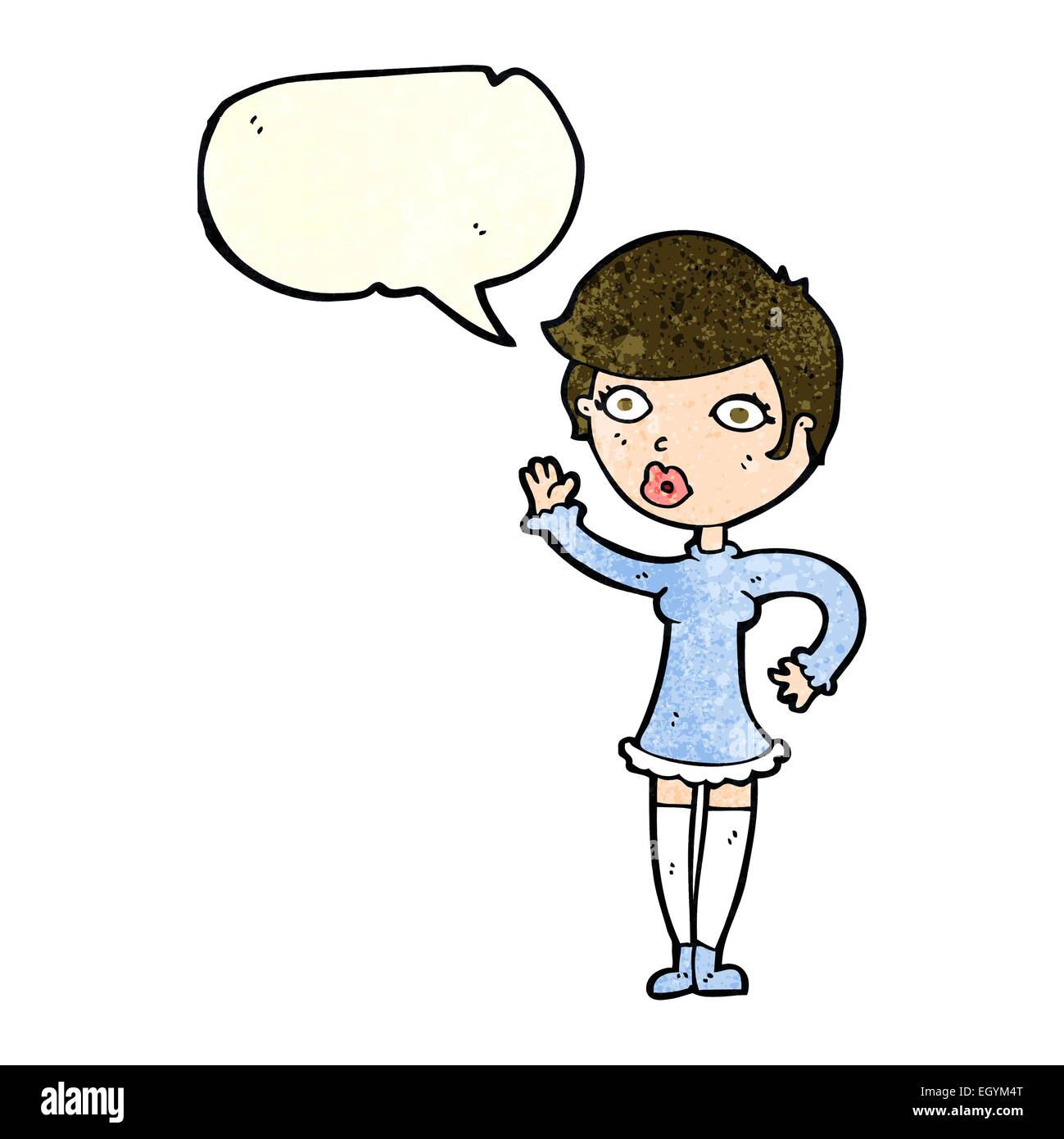 cartoon pretty woman waving with speech bubble Stock Vector Image & Art ...