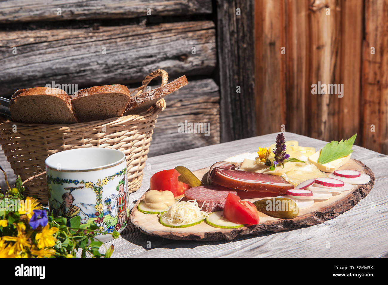 Austria, Altenmarkt-Zauchensee, typical cold snack Stock Photo