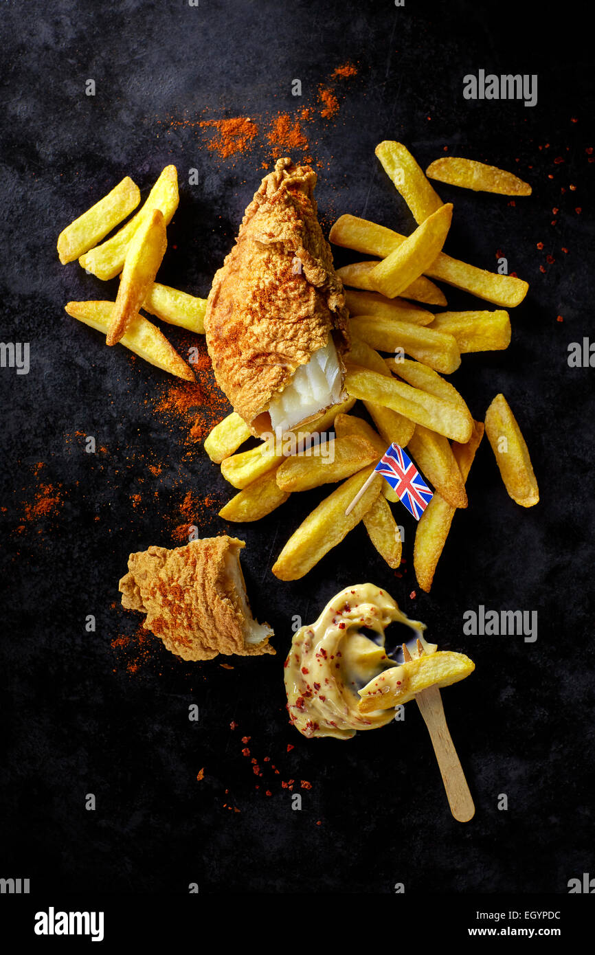 Fish and chips with mayonnaise Stock Photo - Alamy