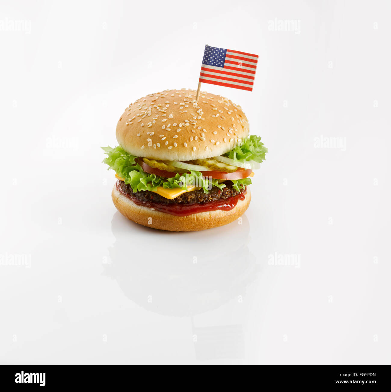 Burger with American flag Stock Photo - Alamy