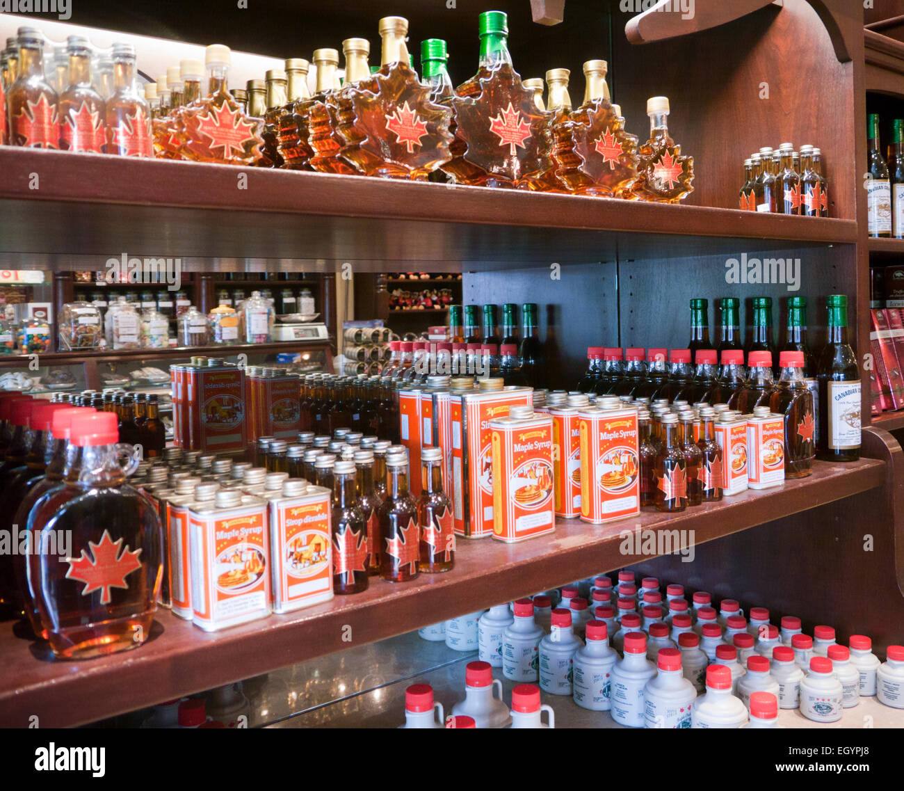 Maple Syrup On Display In A Shop In Canada Stock Photo Alamy