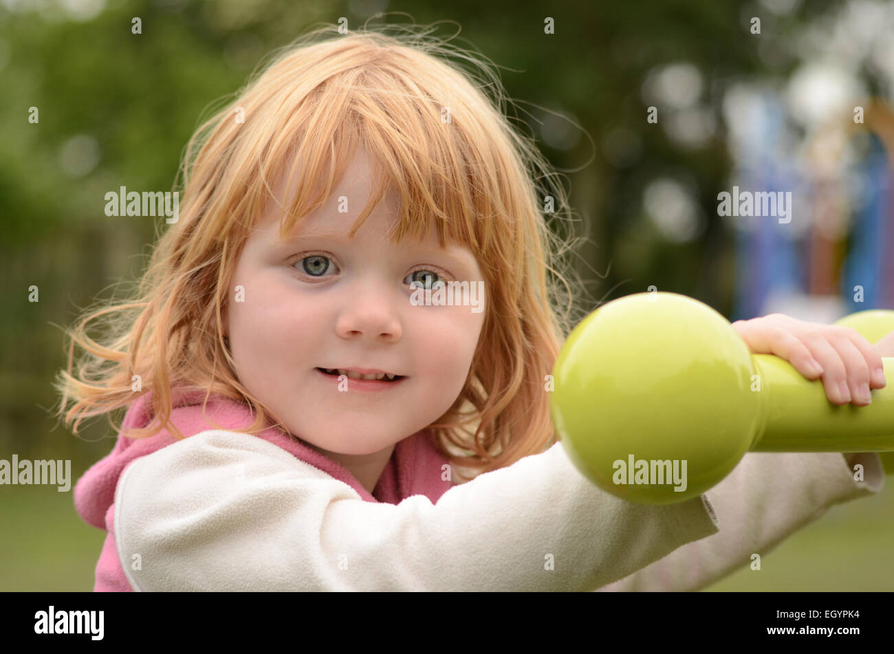 3 year old girl on the park Stock Photo