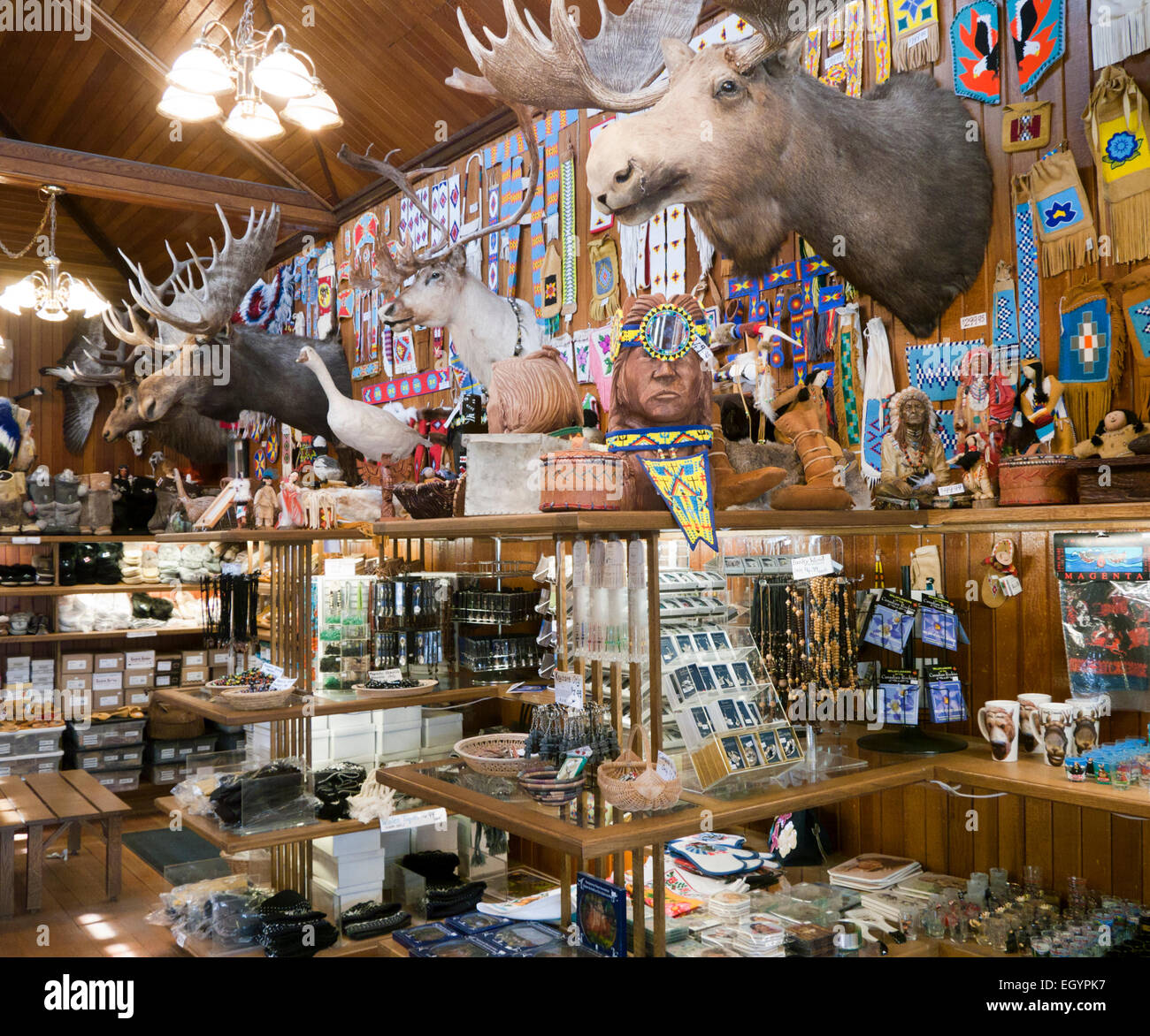 Inside the Indian Trading Post shop in Banff Alberta ...
