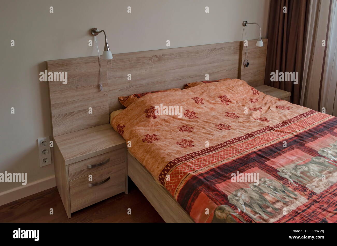 Bedroom in fresh renovated apartment in Sofia, Bulgaria Stock Photo Alamy