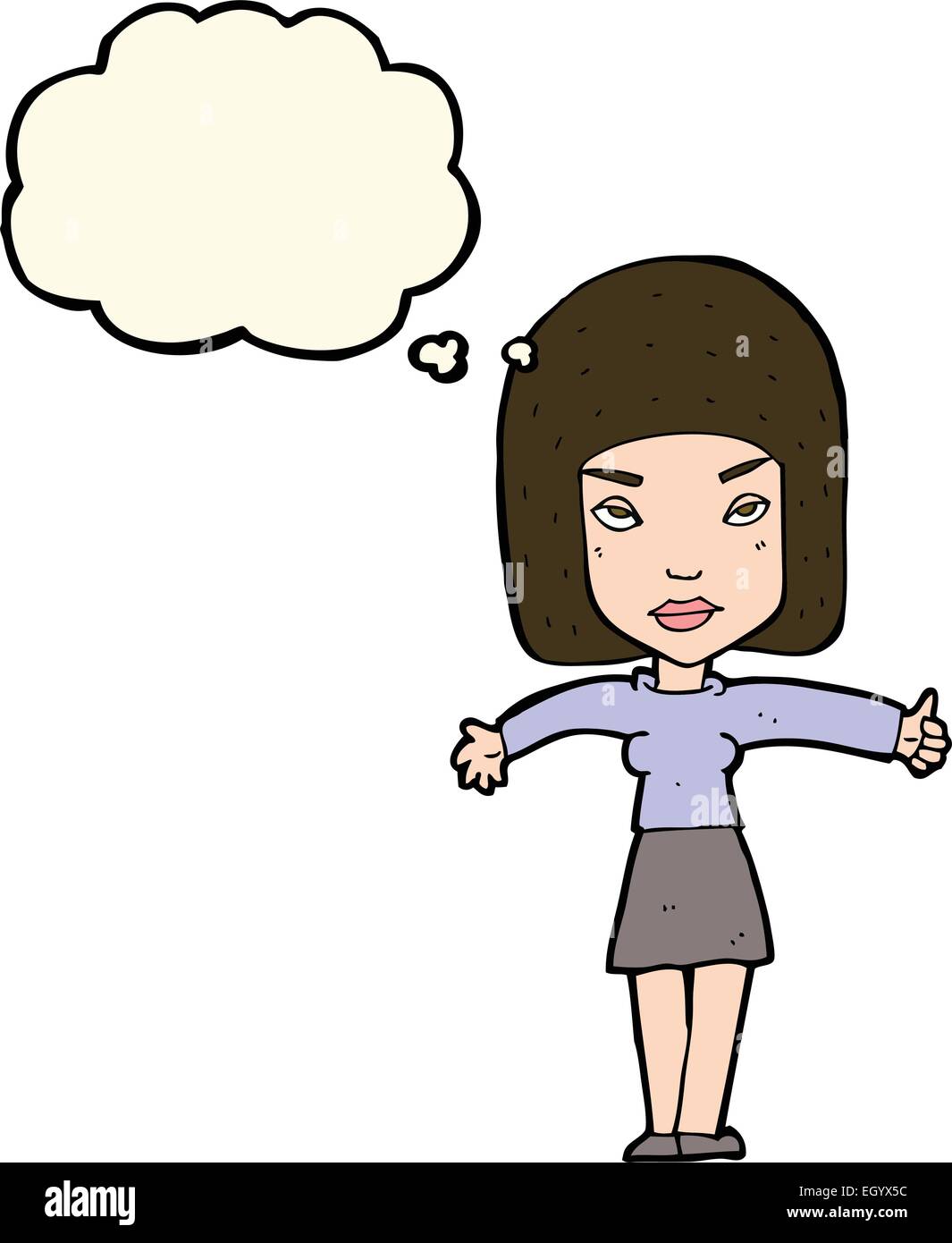 cartoon woman giving thumbs up symbol with thought bubble Stock Vector ...