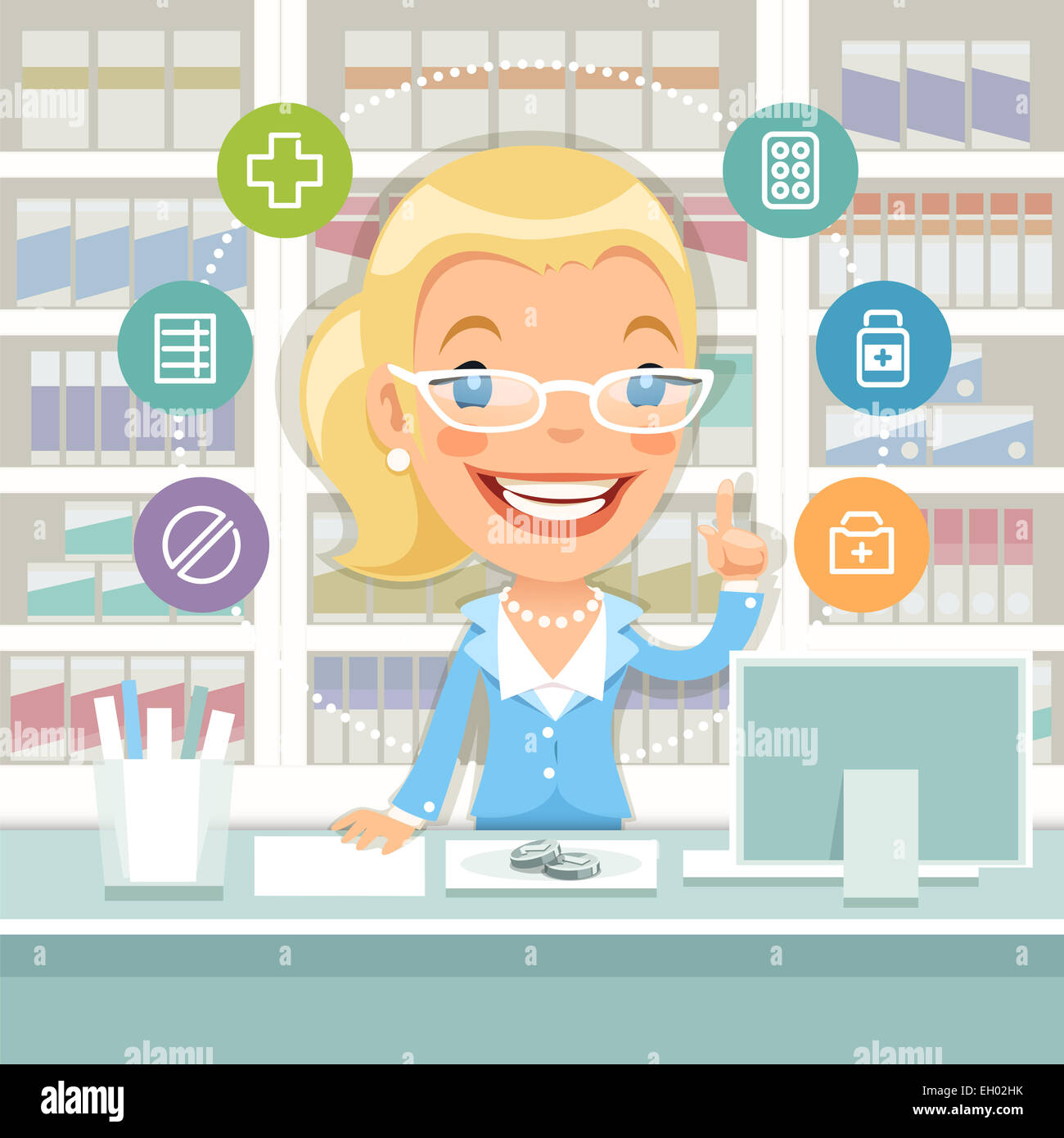 Blonde woman behind desk hi-res stock photography and images - Alamy
