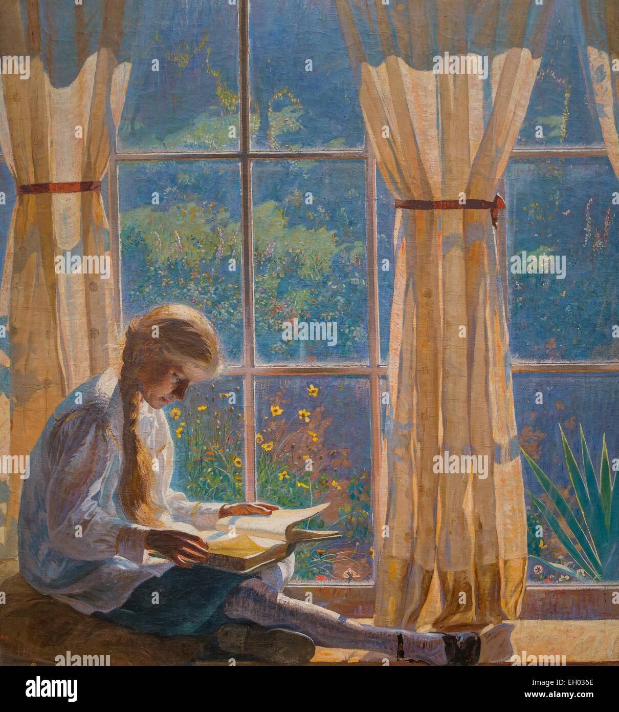 ActiveMuseum 0003290.jpg / The Orchard Window (Tanis artist's daughter) - oil on canvas 26/06/2013  -   / 20th century Collection / Active Museum Stock Photo