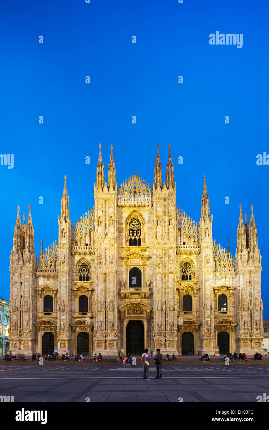 Europe, Italy, Lombardy, Milan, Piazza del Duomo, Duomo Gothic style cathedral Stock Photo