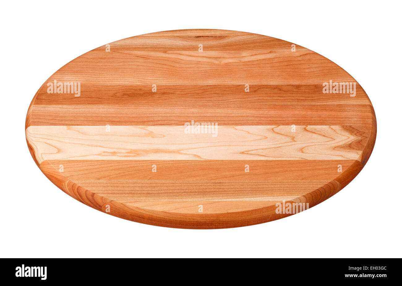 Round Wooden Cutting Board isolated on white. Stock Photo