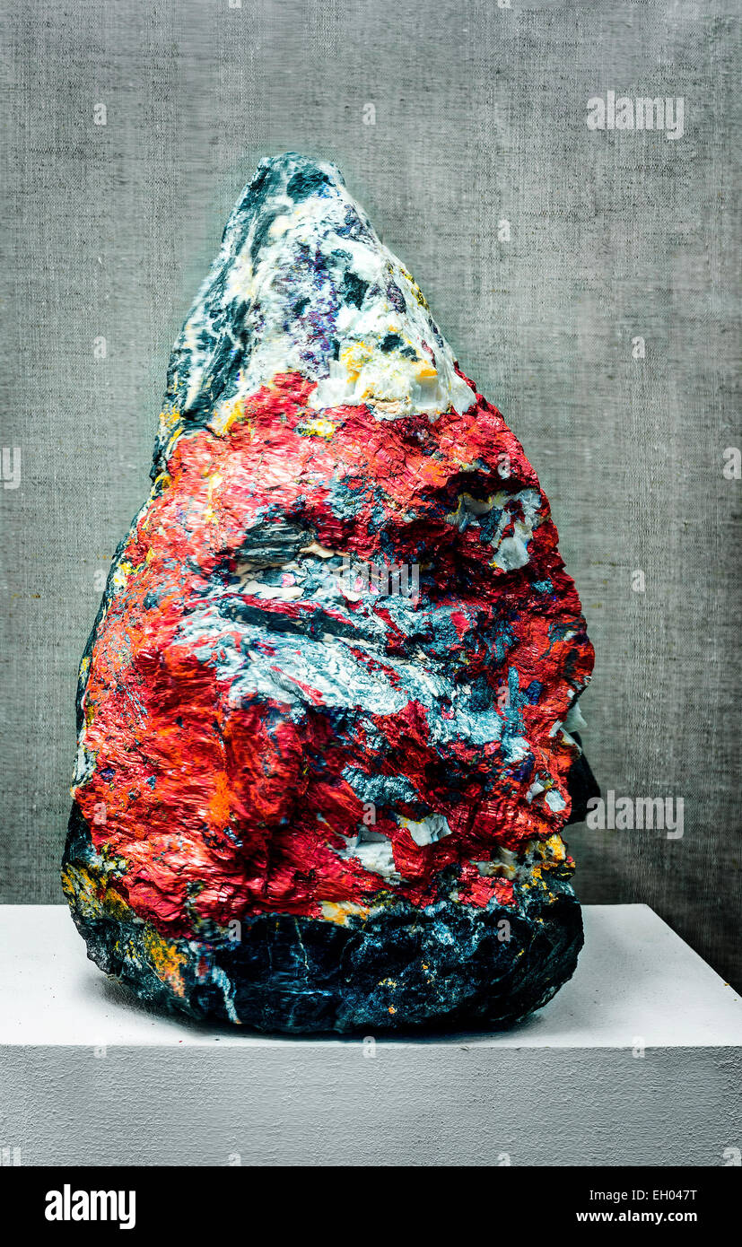raw colorful gemstone in museum Stock Photo