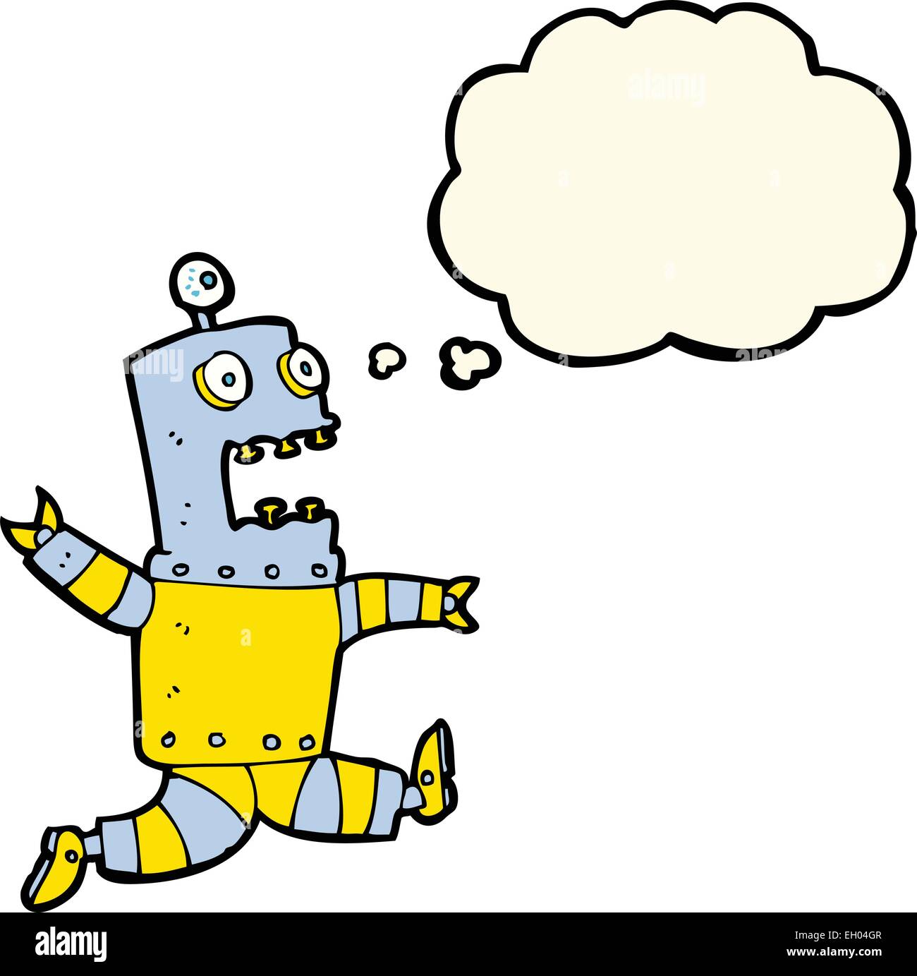 cartoon terrified robot with thought bubble Stock Vector Image & Art ...