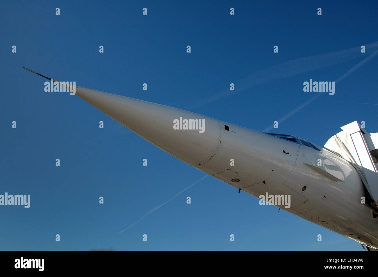 The nose of the supersonic passenger transport Concorde. Stock Photo