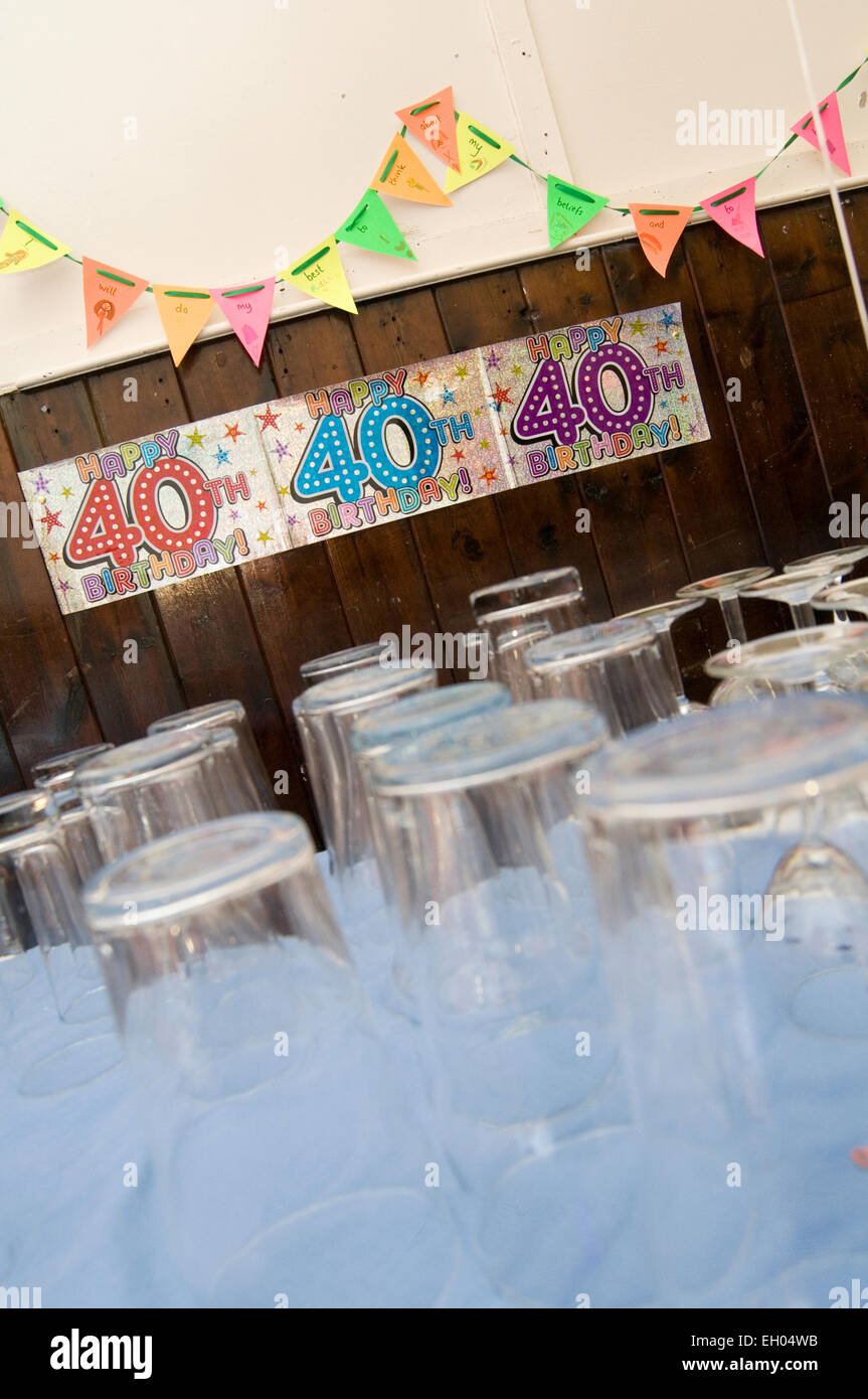 40th fortieth forty turning middle age aged party getting old parties hangover hangovers Stock Photo