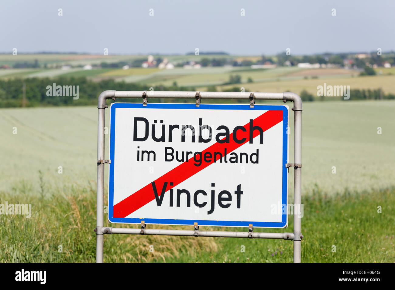 Austria, Burgenland, bilingual place name sign Stock Photo