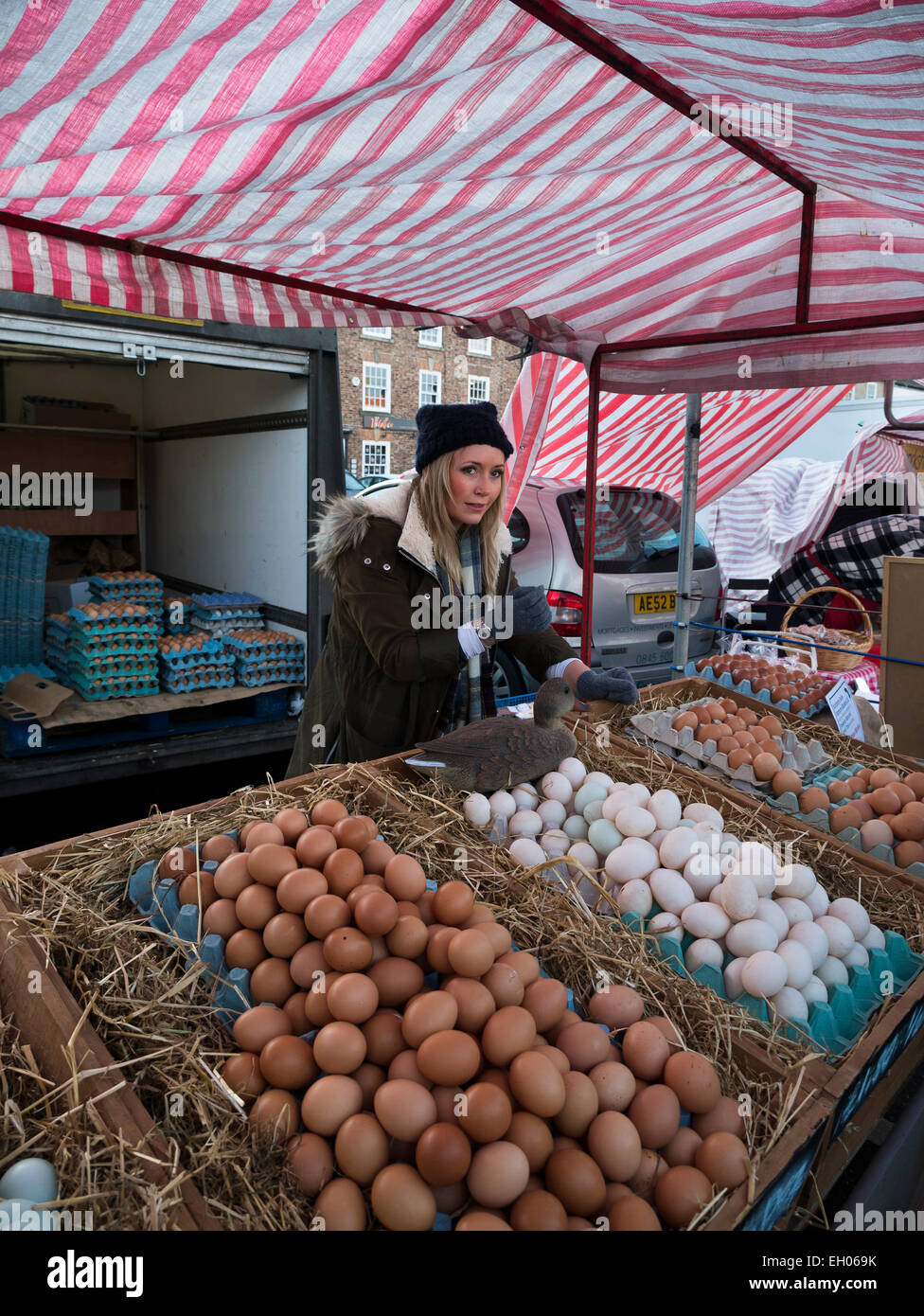 Egg Stall Stokesley Farmers Market Stock Photo Alamy