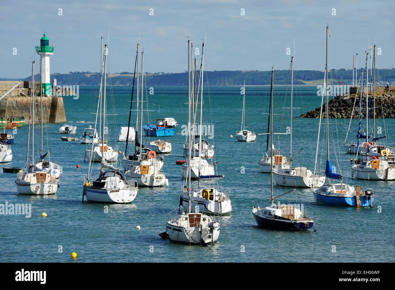 The dry harbour of Saint-Quay-Portrieux,high tide,Cotes-d'Armor ...