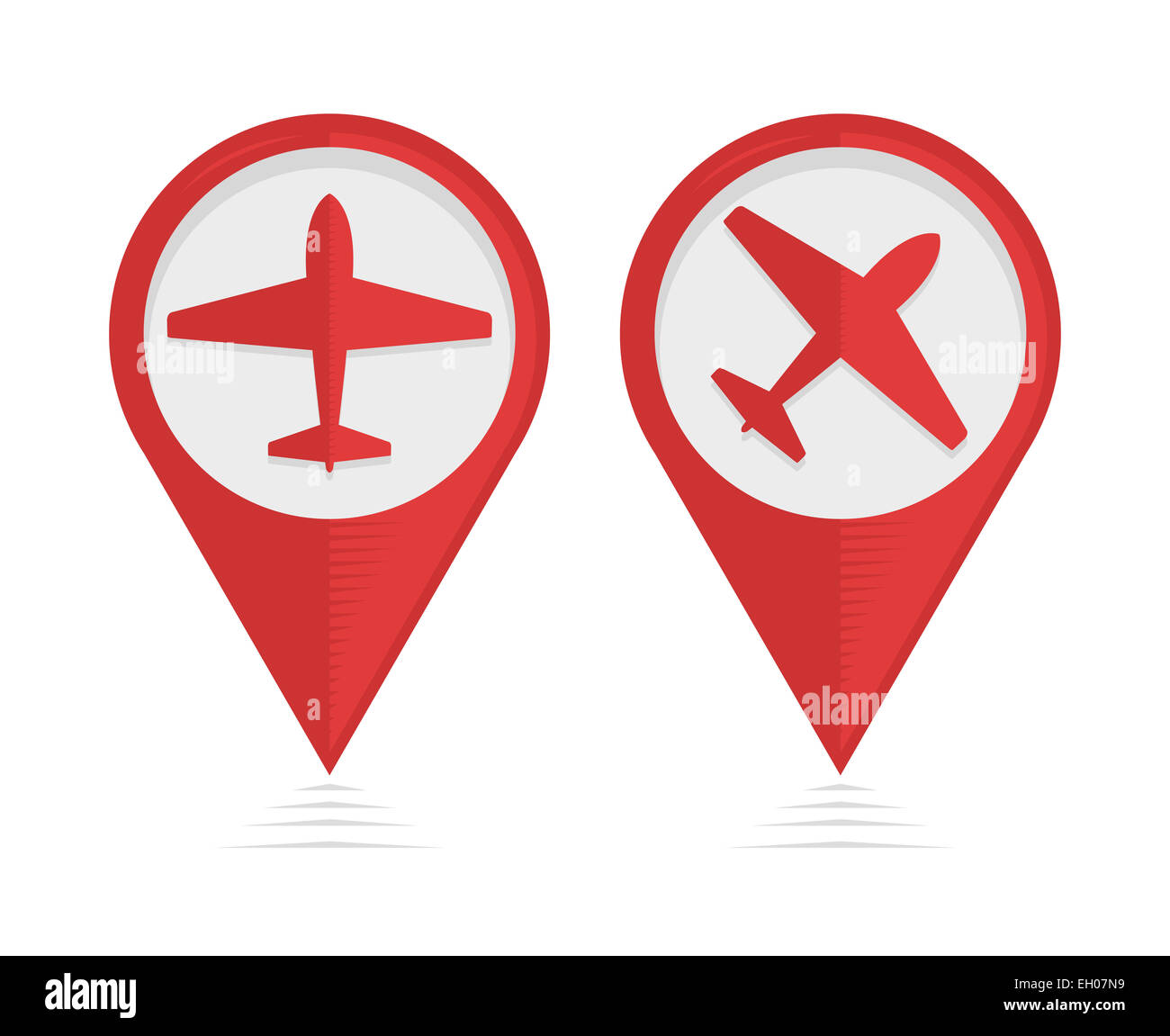 Vector pointers with airplane, travel symbol Stock Photo