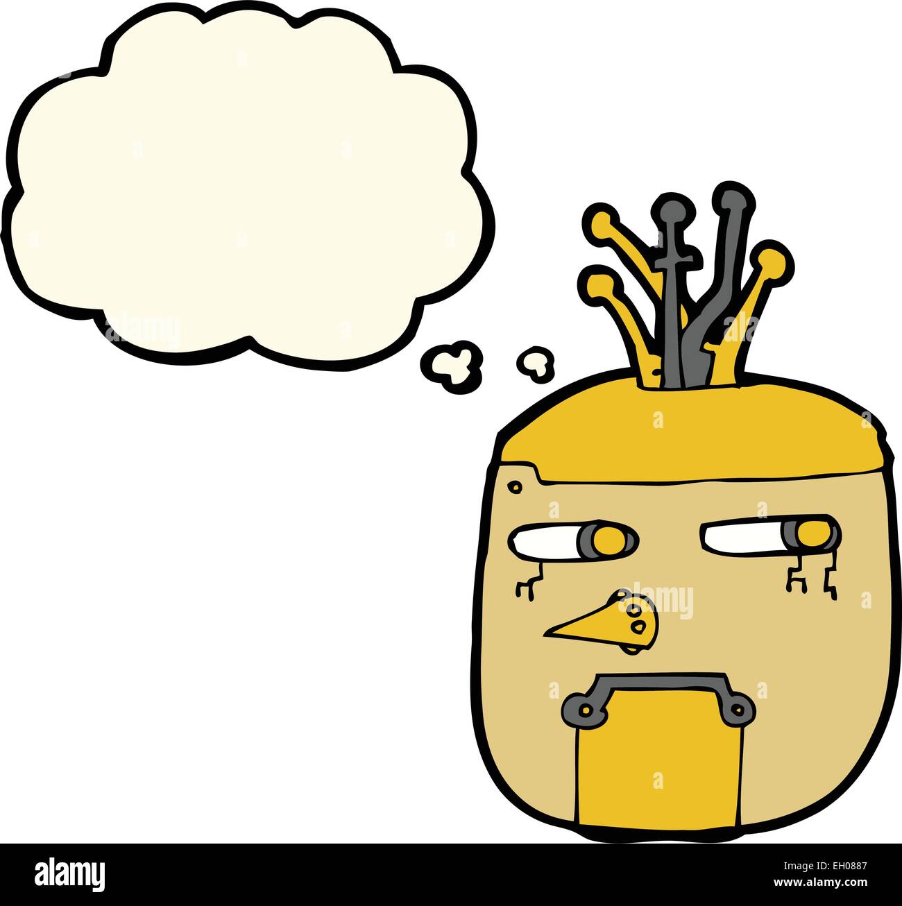 cartoon robot head with thought bubble Stock Vector Image & Art - Alamy