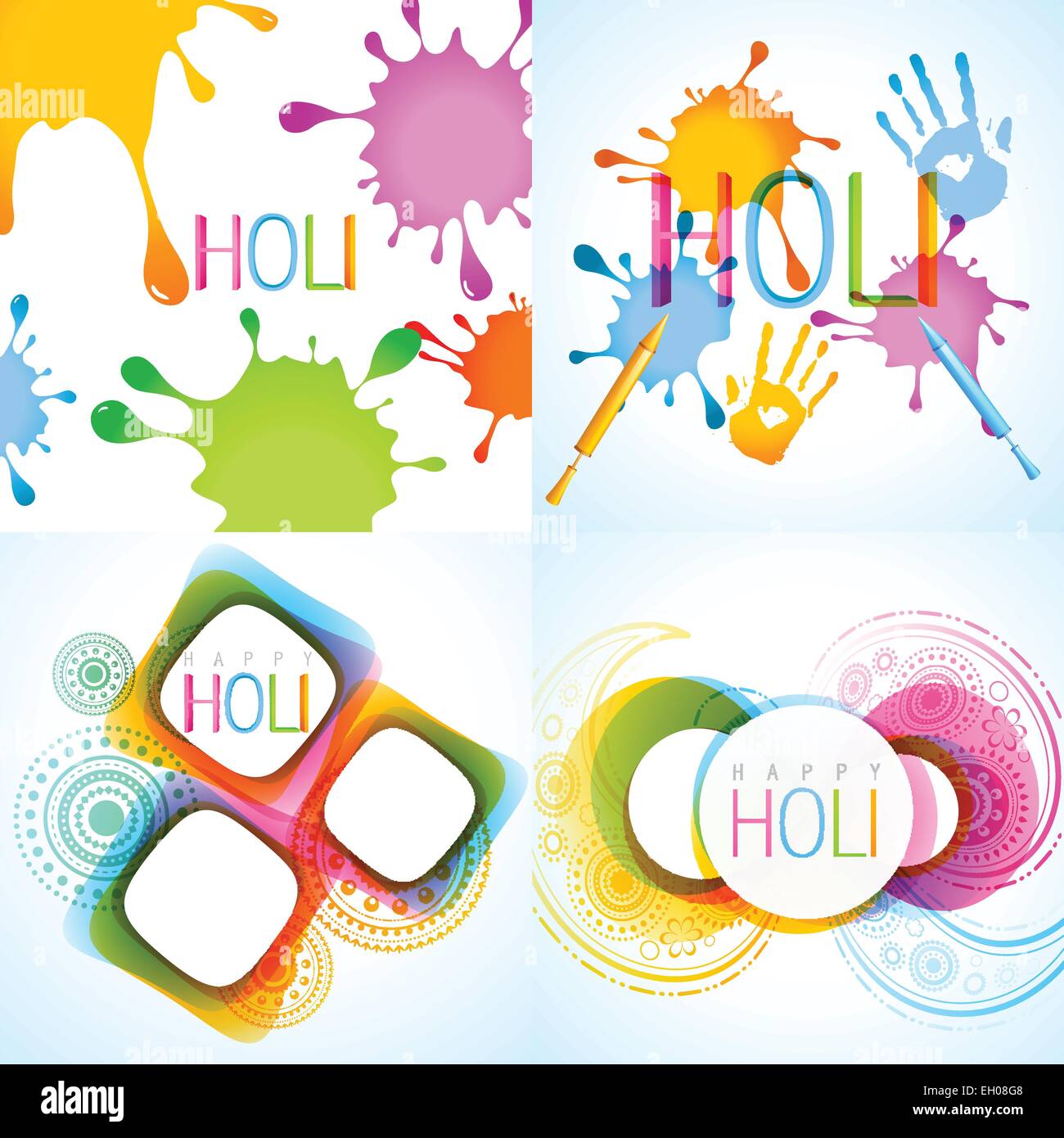 vector colorful set of holi background illustration Stock Vector