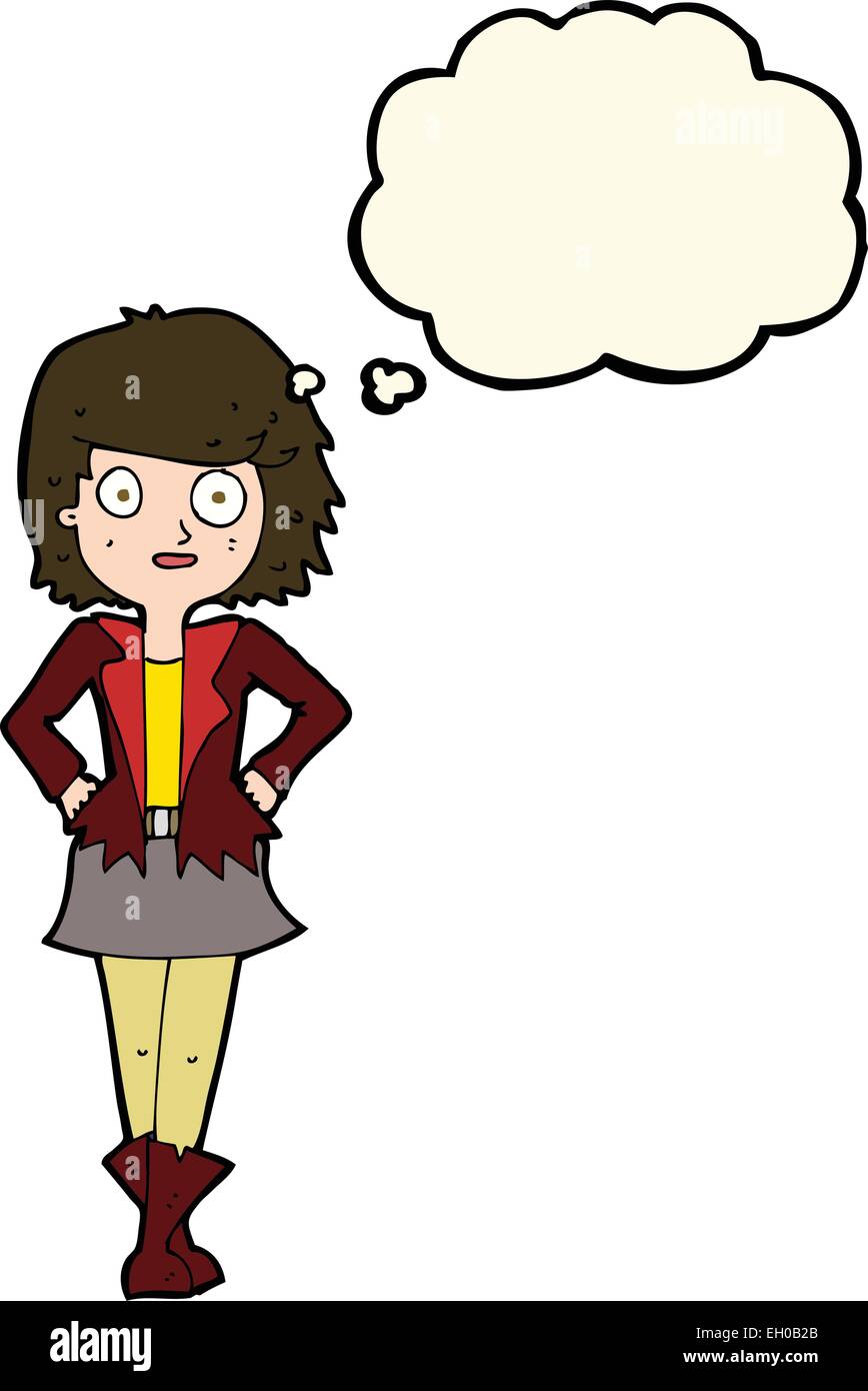 cartoon girl in jacket with thought bubble Stock Vector Image & Art Alamy