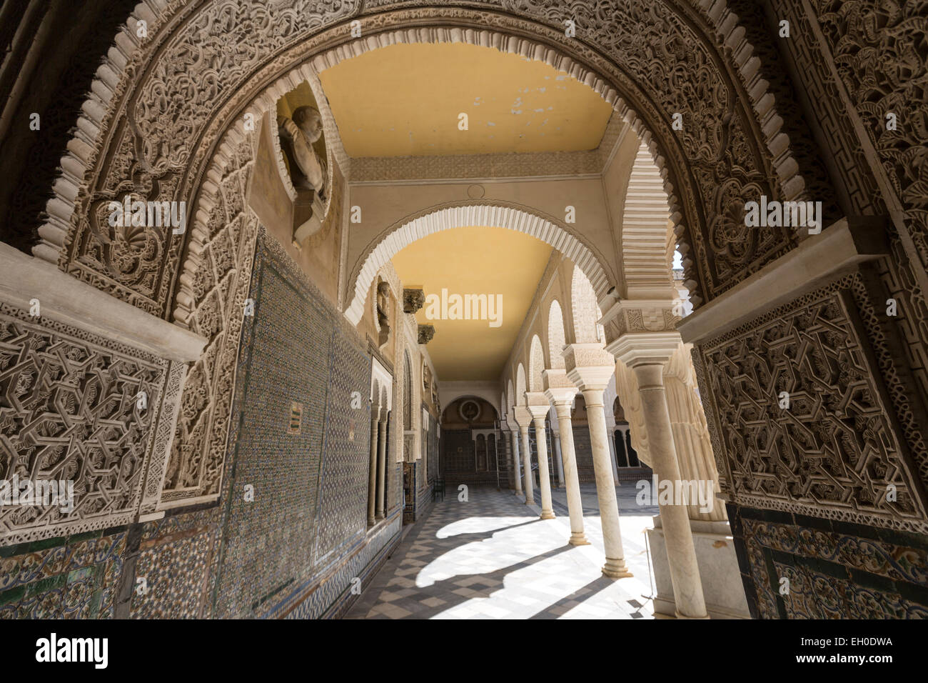 Entrance to Casa de Pilatos courtyard, an Andalisian palace in Seville Stock Photo