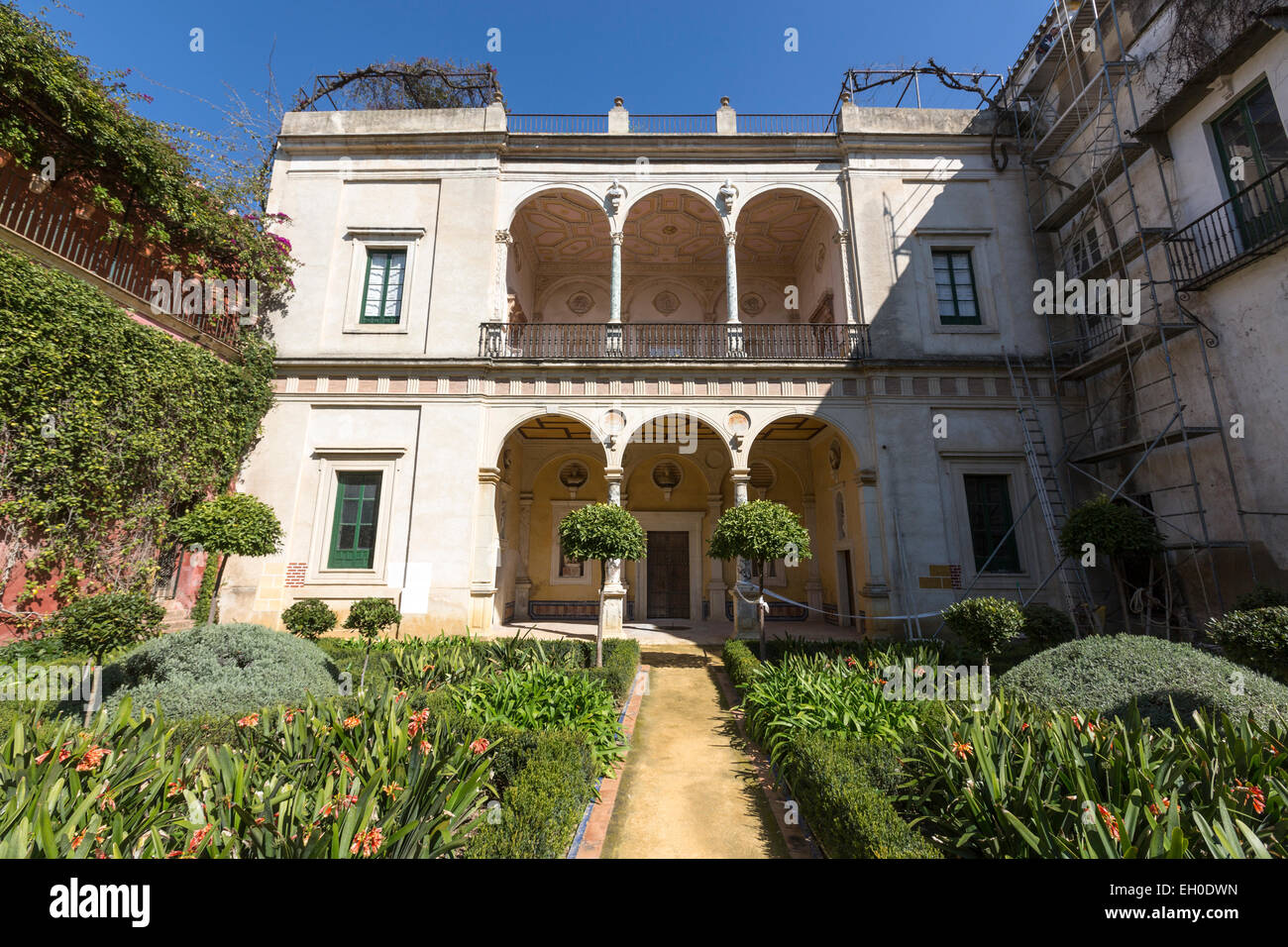 Casa de Pilatos iondoor garden, an Andalisian palace in Seville Stock Photo